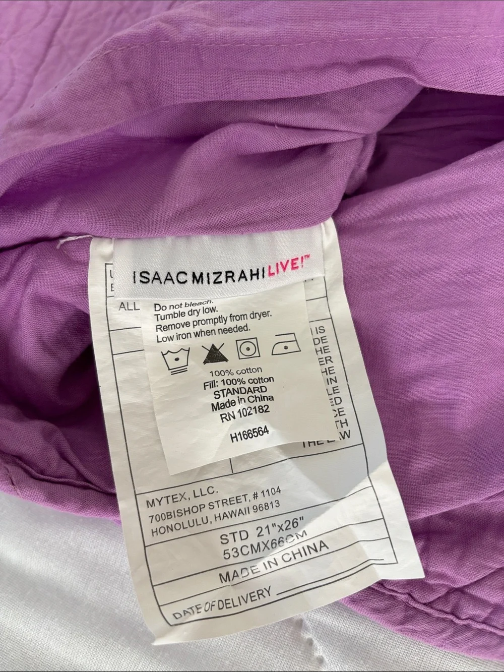 2 Isaac Mizrahi Cotton Quilted Pillow Shams Envelope back Lilac Purple Pair